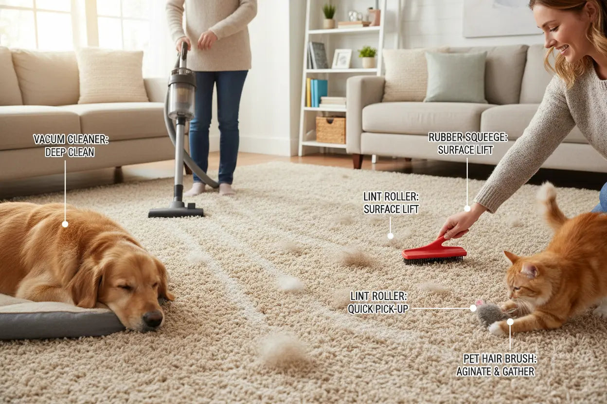 How to Remove Pet Hair From Carpets & Rugs (Deep vs Surface Cleaning) FurFree Homes