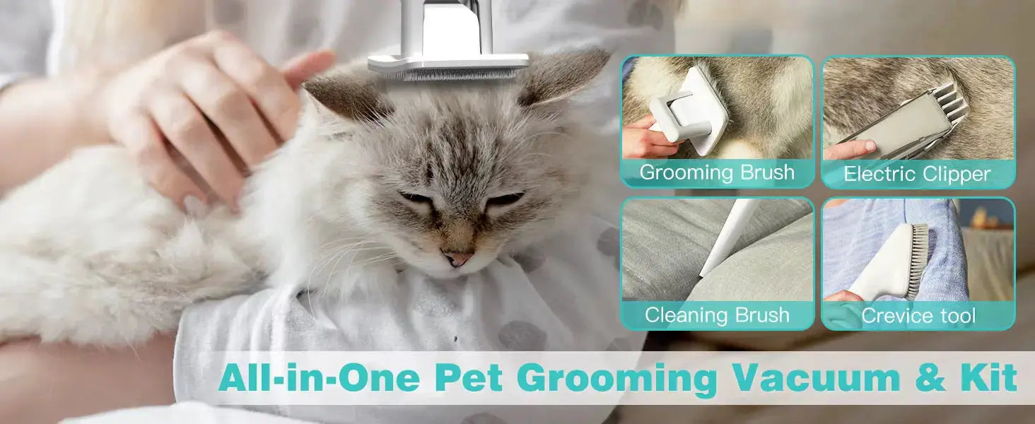 Pet Grooming Kit with Vacuum PG100 – Quiet Dog & Cat Grooming Vacuum, 12,000Pa Suction, Low-Noise Clippers, Shedding & Hair Removal System FurFree Homes