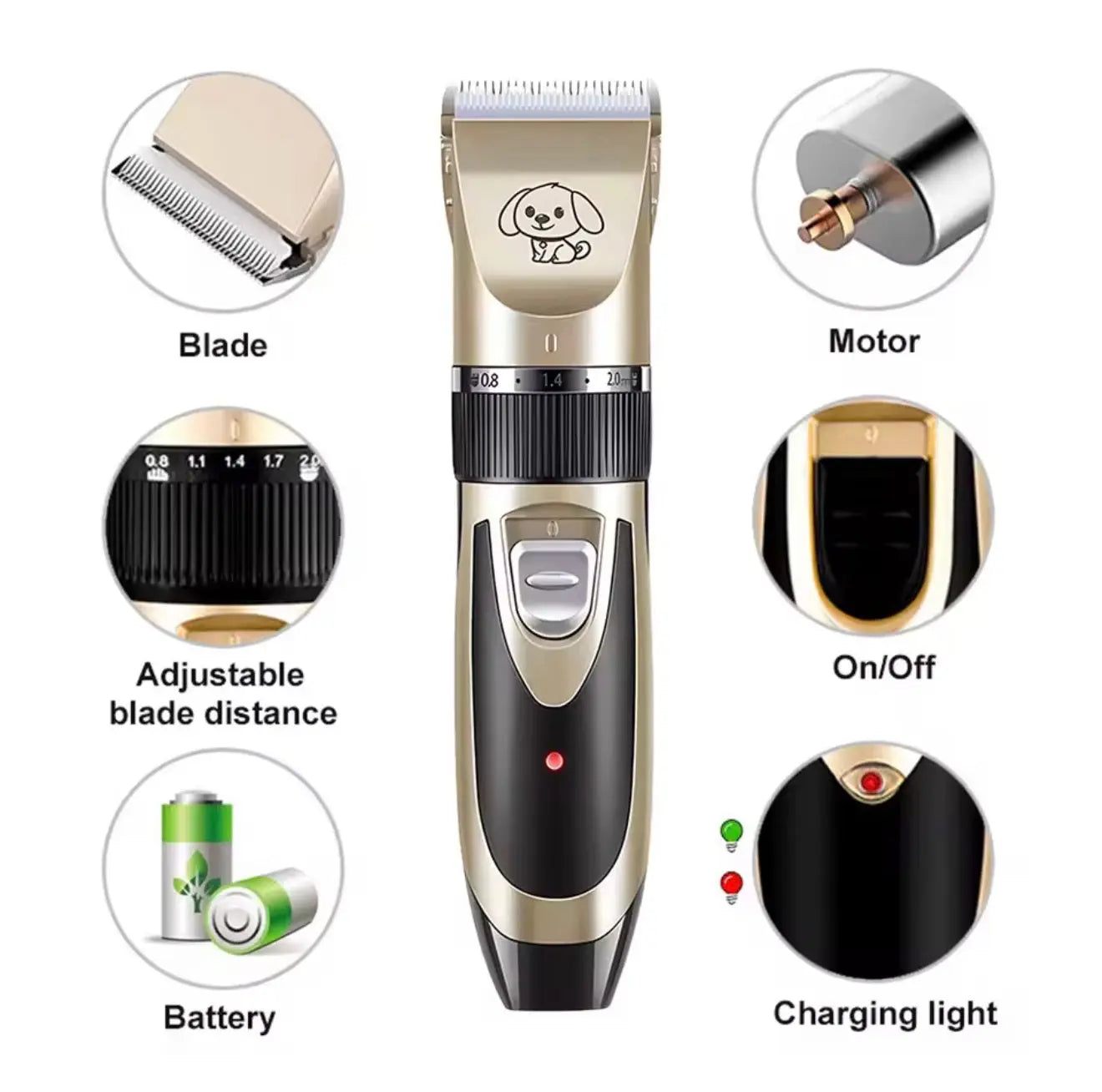 FurFreeHomes™ Professional Pet Clipper Grooming Kit – Rechargeable Low-Noise Hair Trimmer for Dogs & Cats
