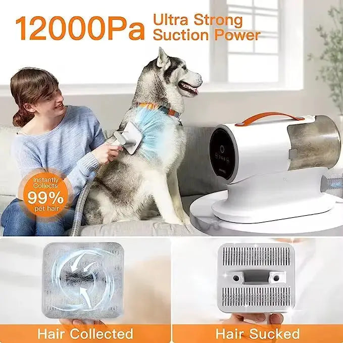 Pet Grooming Kit with Vacuum PG100 – Quiet Dog & Cat Grooming Vacuum, 12,000Pa Suction, Low-Noise Clippers, Shedding & Hair Removal System FurFree Homes