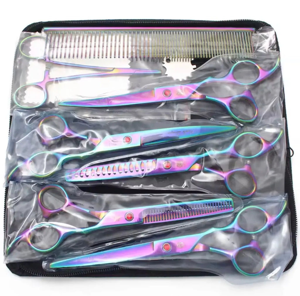 FurFreeHomes™ Professional Pet Grooming Scissors Set – Stainless Steel Dog & Cat Trimming Kit with Ergonomic Handles