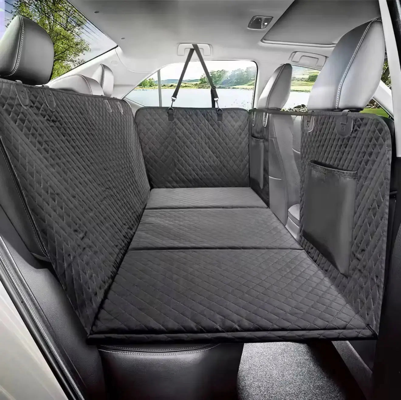 FurFree Homes™ Dog Car Seat Cover Hammock – Waterproof Heavy-Duty Scratch-Resistant Anti-Slip Rear Seat Protector for Dogs & Pets FurFree Homes