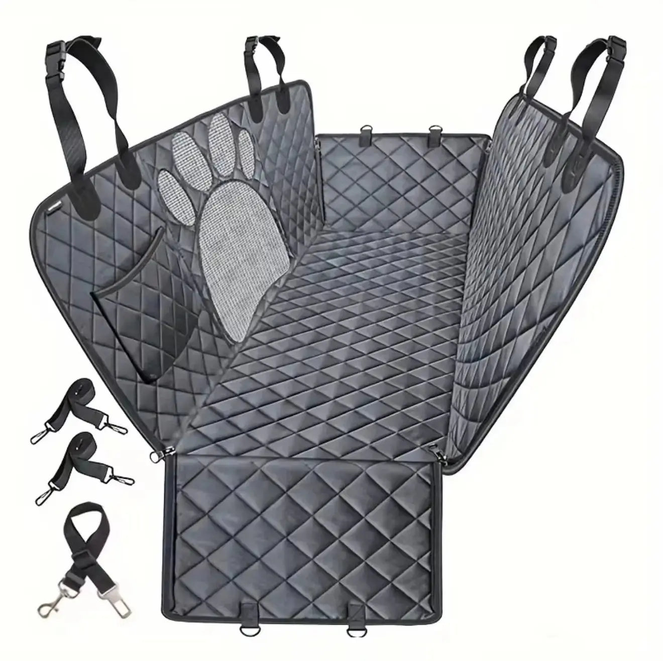 FurFree Homes™ Dog Car Seat Cover Hammock – Waterproof Heavy-Duty Scratch-Resistant Anti-Slip Rear Seat Protector for Dogs & Pets FurFree Homes