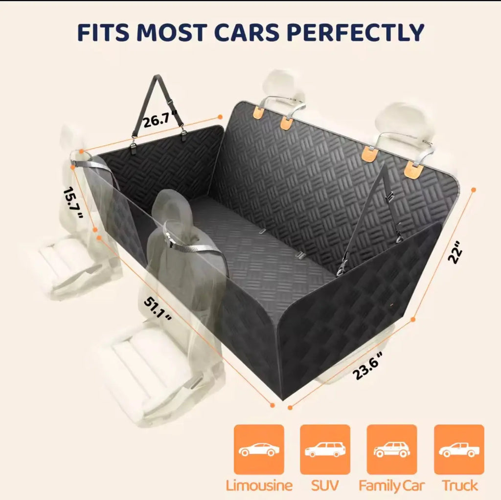 FurFree Homes™ Dog Car Seat Cover Hammock – Waterproof Heavy-Duty Scratch-Resistant Anti-Slip Rear Seat Protector for Dogs & Pets