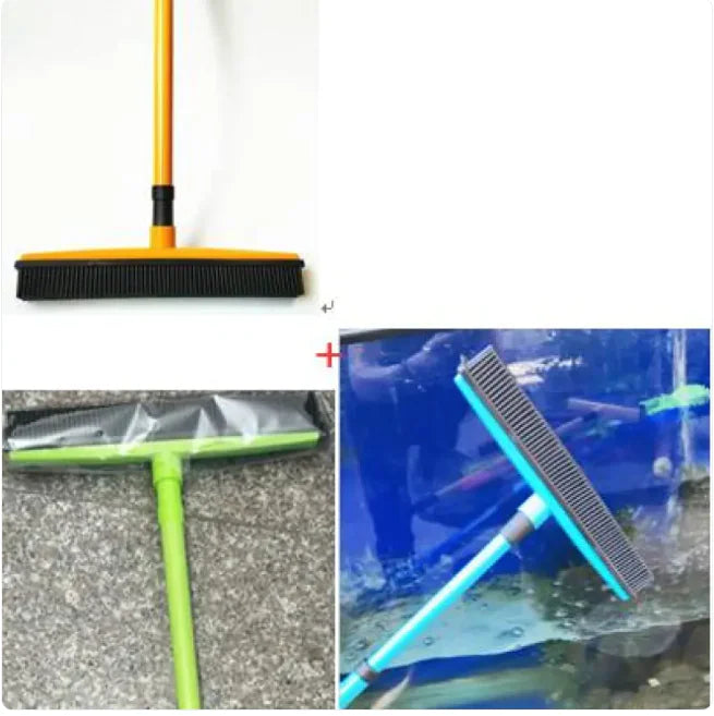Extendable Pet Hair Removal Rubber Broom – Powerful Fur & Debris Cleaner